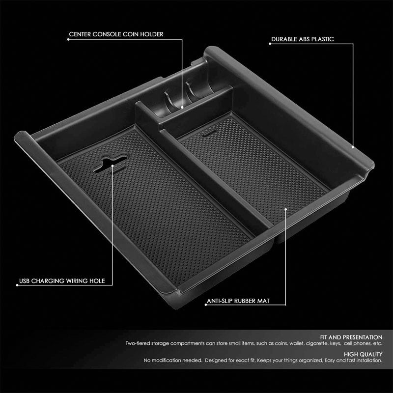 Black Center Console Storage Organizer Top Tray Lid For 16-18 Toyota Tacoma DOHC-Interior-BuildFastCar