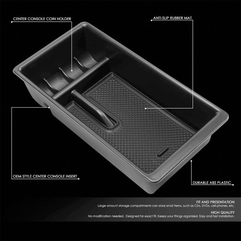 Black Center Console Storage Organizer Top Tray Lid For 16-18 Toyota Tacoma DOHC-Interior-BuildFastCar