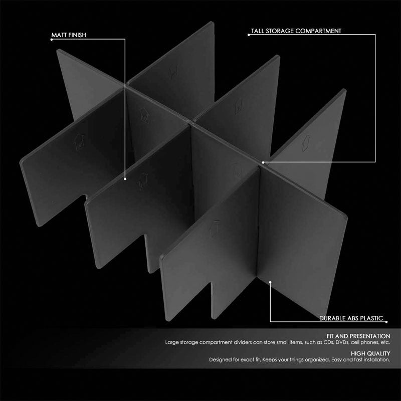 Black Center Console Storage Organizer Insert Divider For 05-15 Toyota Tacoma-Interior-BuildFastCar