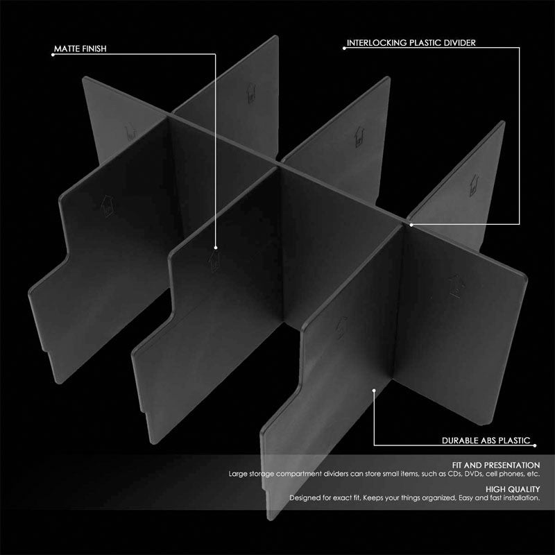 Black Center Console Organizer Insert Divider For 14-18 Silverado 1500/2500 HD-Interior-BuildFastCar