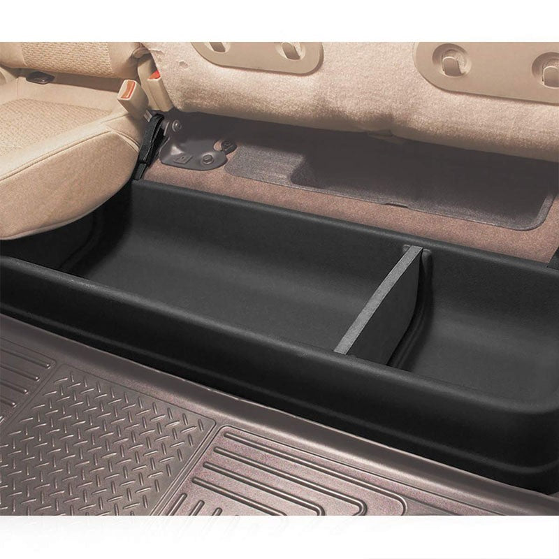Black ABS Plastic Under Seat Cargo Storage For 09-14 Ford F-150 Super Crew Cab-Consoles & Parts-BuildFastCar