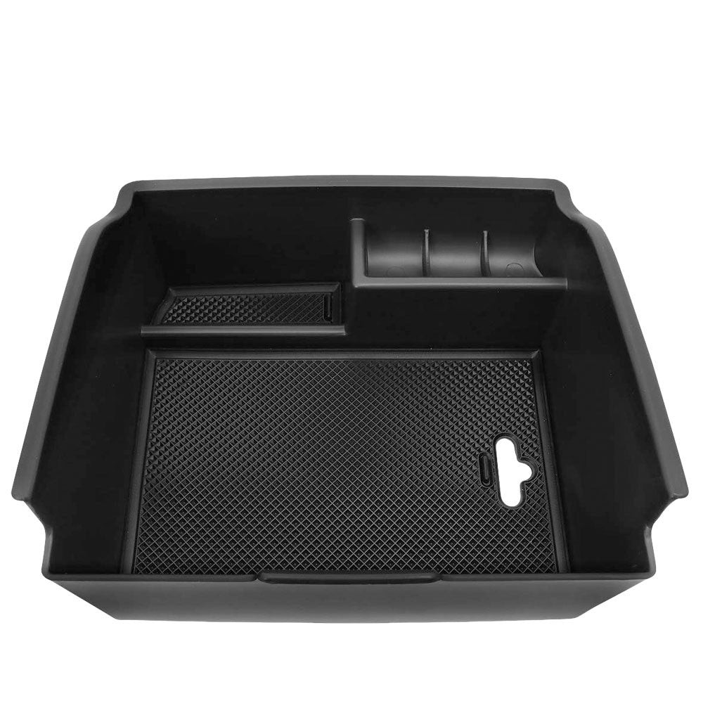 Black Plastic/Silicone OE Center Console Organizer For 16-19 Toyota Fortuner SW4-Consoles & Parts-BuildFastCar