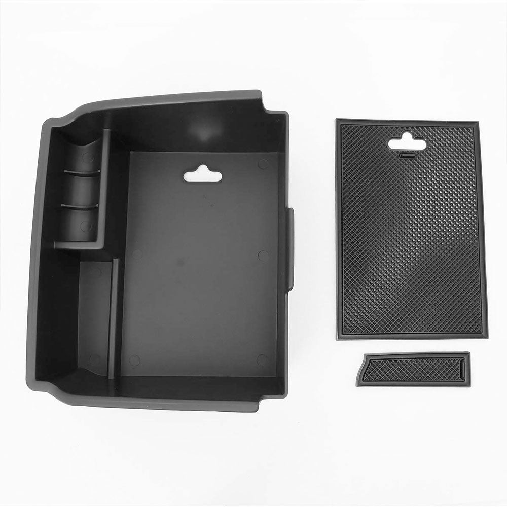 Black Plastic/Silicone OE Center Console Organizer For 16-19 Toyota Fortuner SW4-Consoles & Parts-BuildFastCar