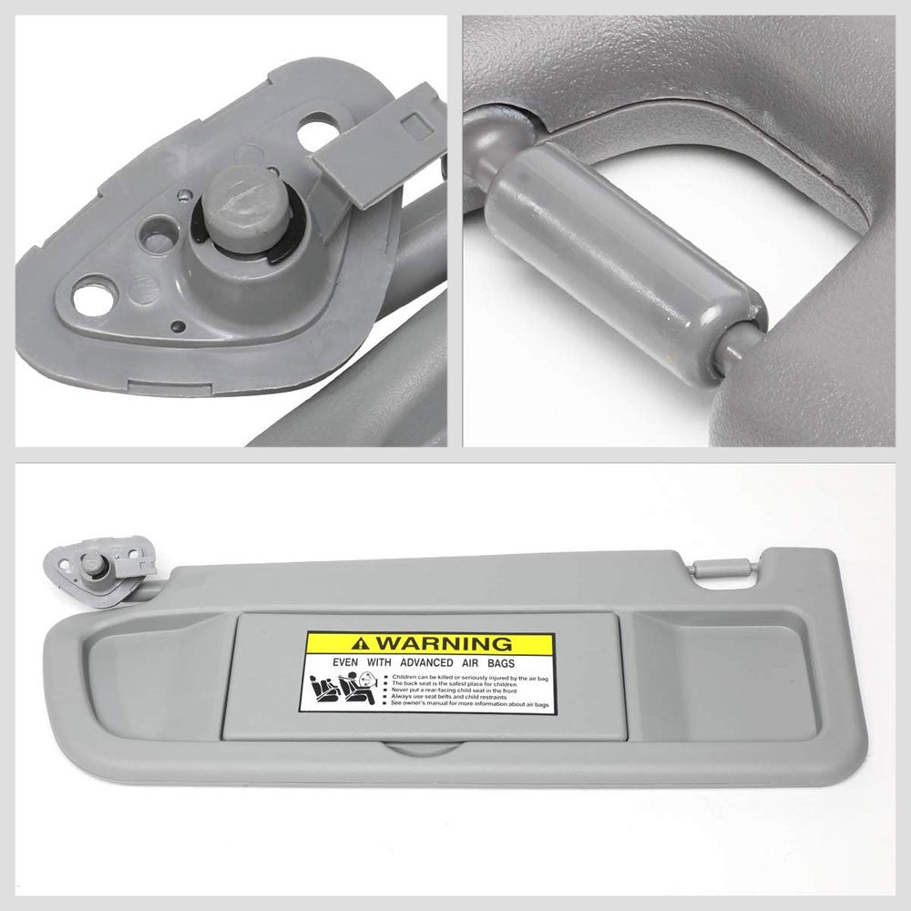 Grey Vinyl OE Factory Driver Sun Visor For 2006-2011 Honda Civic 1.3L/1.8L/2.0L-Consoles & Parts-BuildFastCar