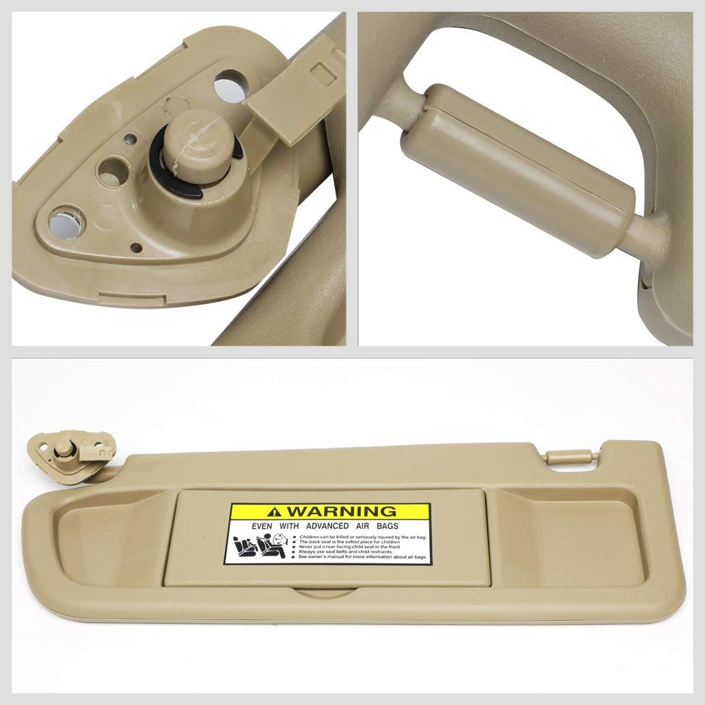 Beige Vinyl OE Factory Driver Sun Visor For 2006-2011 Honda Civic 1.3L/1.8L/2.0L-Consoles & Parts-BuildFastCar