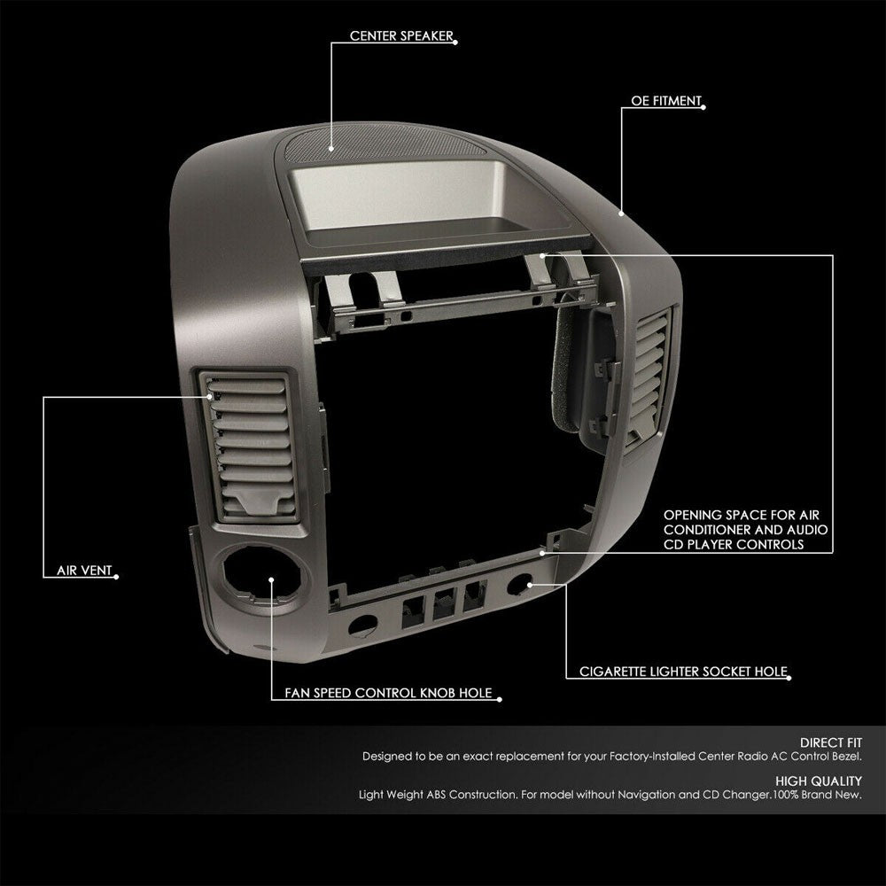 Grey OE Style Center Console Dash Radio Bezel AC Vent For 04-06 Titan w/Speaker