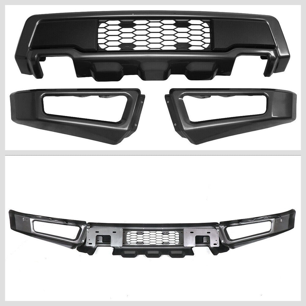 Raptor Style Steel Powdercoat Black Front Lower Bumper Bar For 15-18 Ford F-150