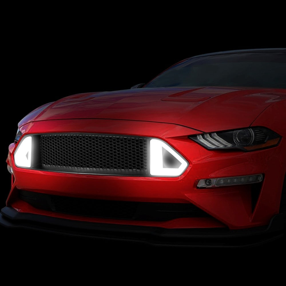Black Honeycomb Mesh/LED DRL Front Upper Grille 18-20 Mustang BFC-FGR-TY-0149