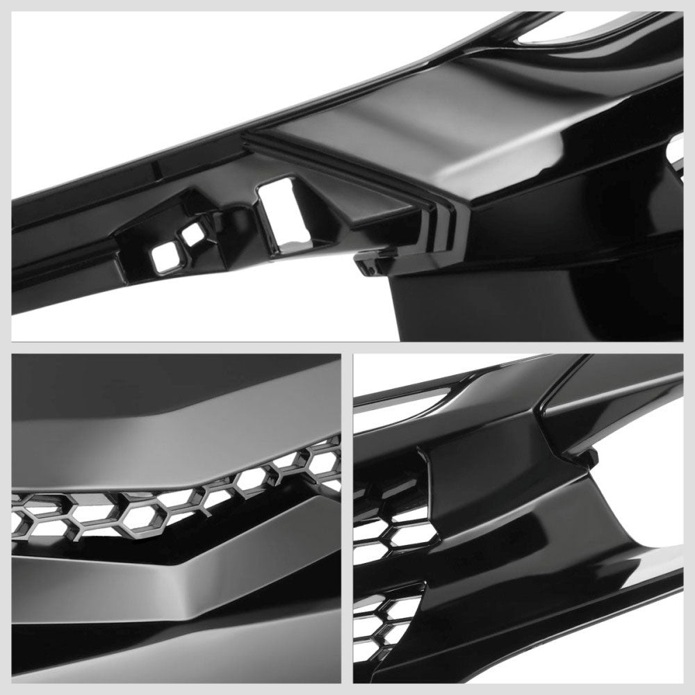 BFC-FGR-1-0183-NL Glossy Black Battle Style Mesh Front Grille For 16-18 Honda Civic 2Dr/4Dr/HB