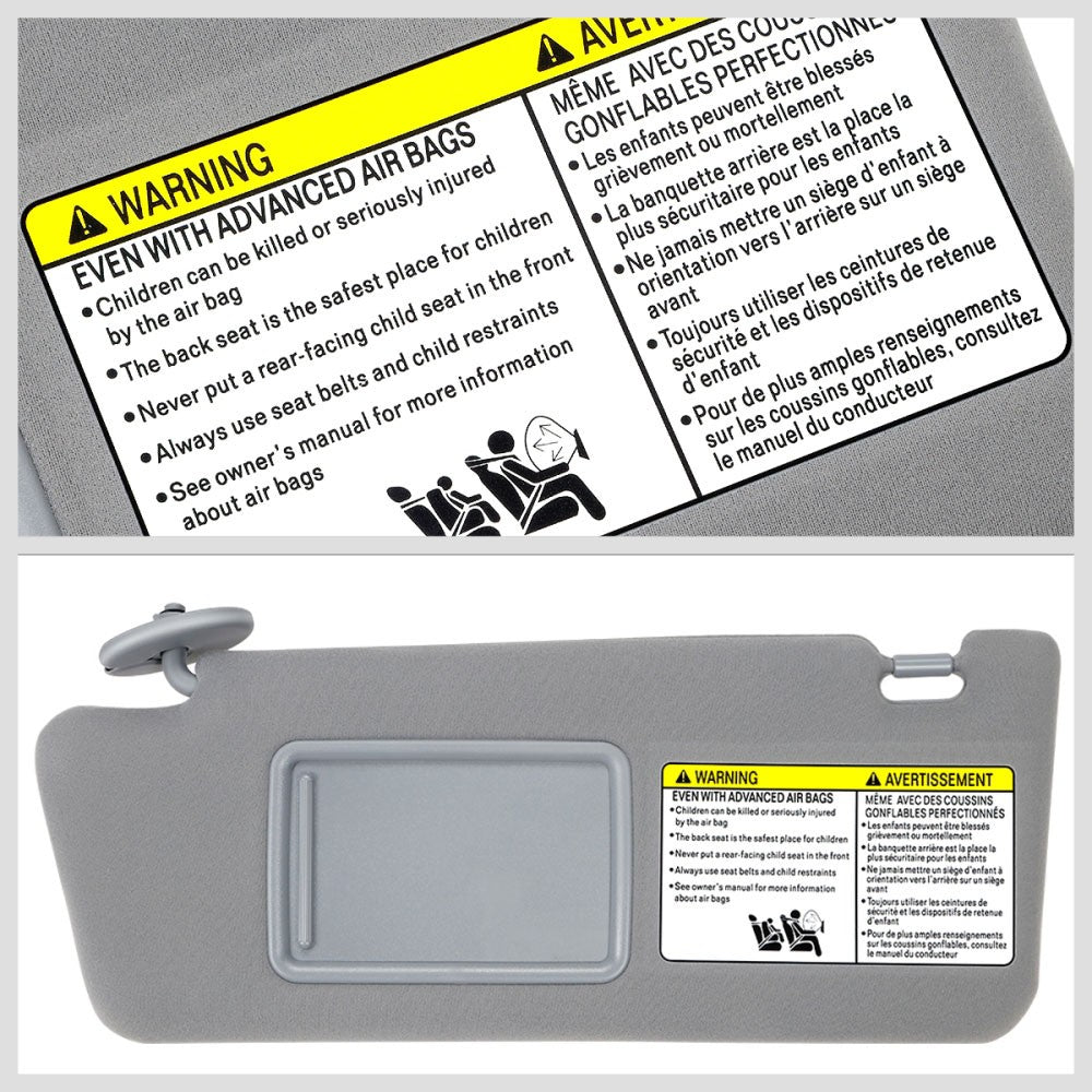 Grey Drive Side (Left) OE Style Sun Visor Sunshade For 05-15 Tacoma Double Cab