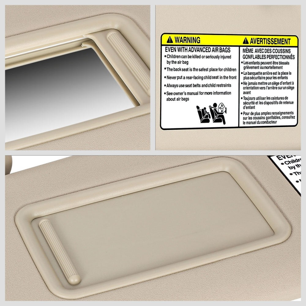 Beige Drive Side (Left) OE Sun Visor Sunshade For 08-13 Highlander (w/Sun Roof)