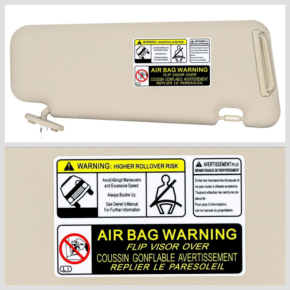 Beige Drive Side (Left) OE Sun Visor Sunshade For 08-13 Highlander (w/Sun Roof)