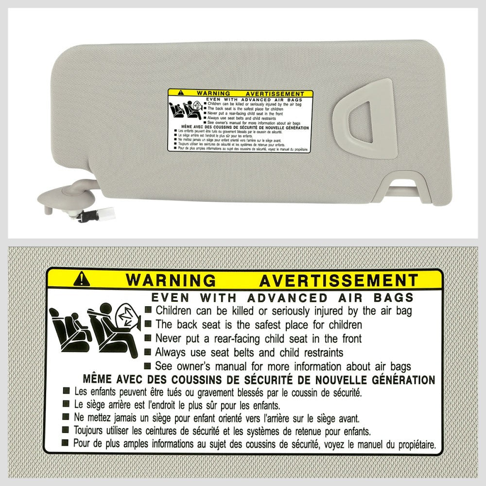 Gray Drive Side (Left) OE Sun Visor Sunshade For 08-10 Accord/10-11 Crosstour