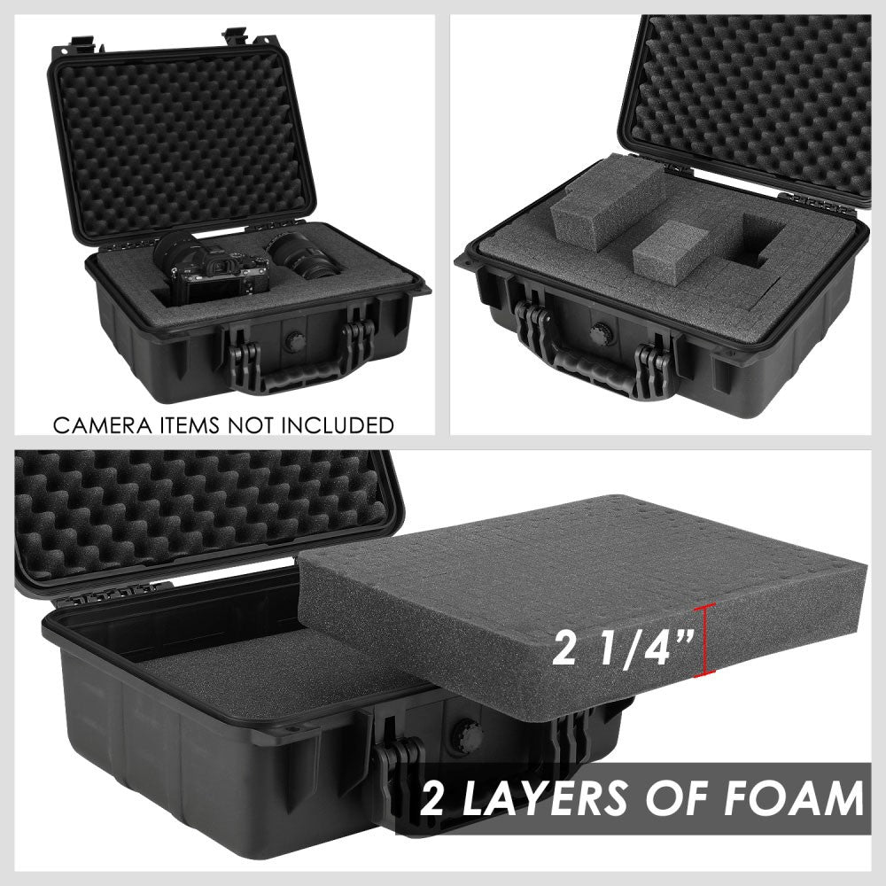 Heavy Duty IP65 Water/Dust Proof Storage Case w/Foam Insert 15" x 11" x 4.5" BFC-SCASE-TY-0273