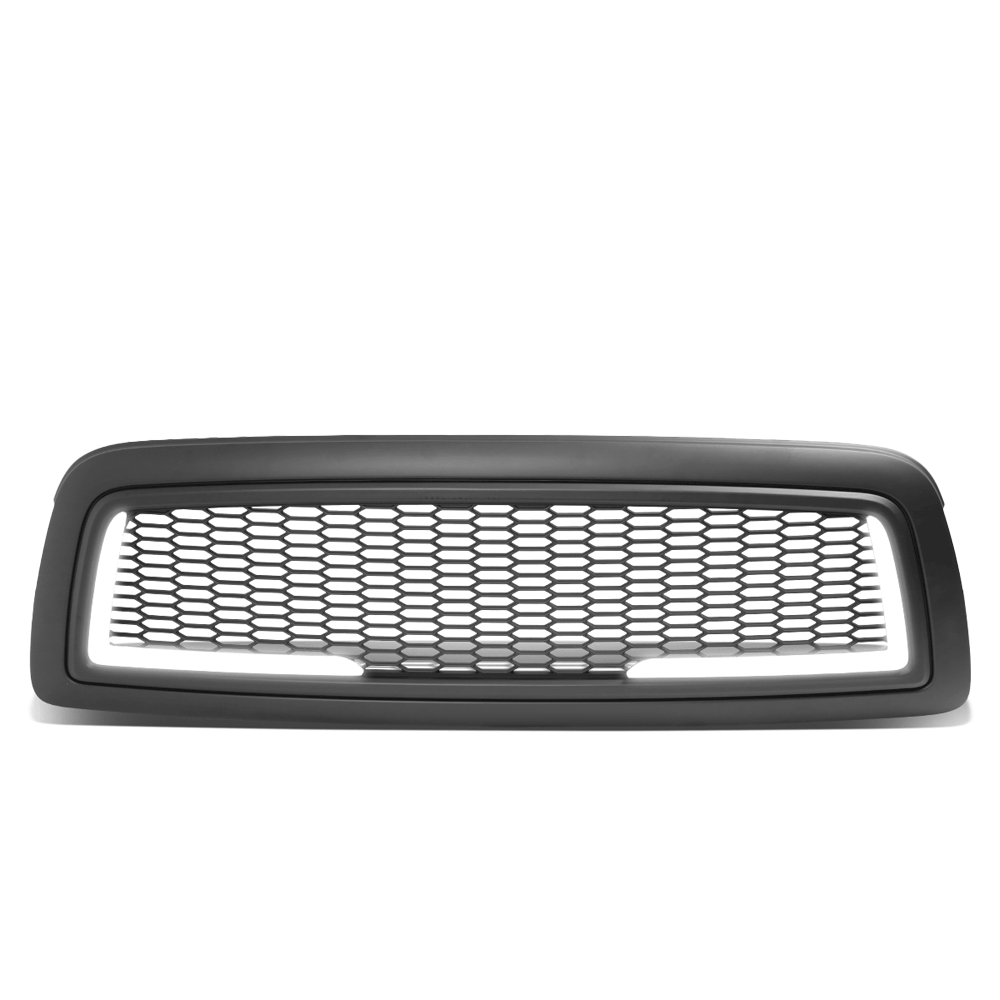 Black Matte Honeycomb Mesh Front Grille L-Shape LED Bar 09-12 Ram 1500 BFC-FGR-1-LB-008-T7
