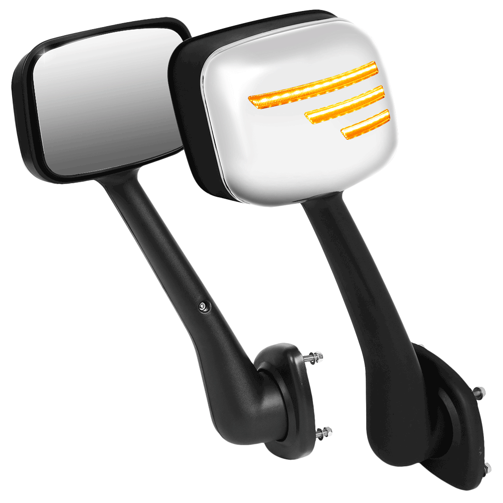 Chrome 12V 3-Strip LED Turn Signal Side View Mirror 08-17 Cascadia BFC-SVMIR-HY-008-CH