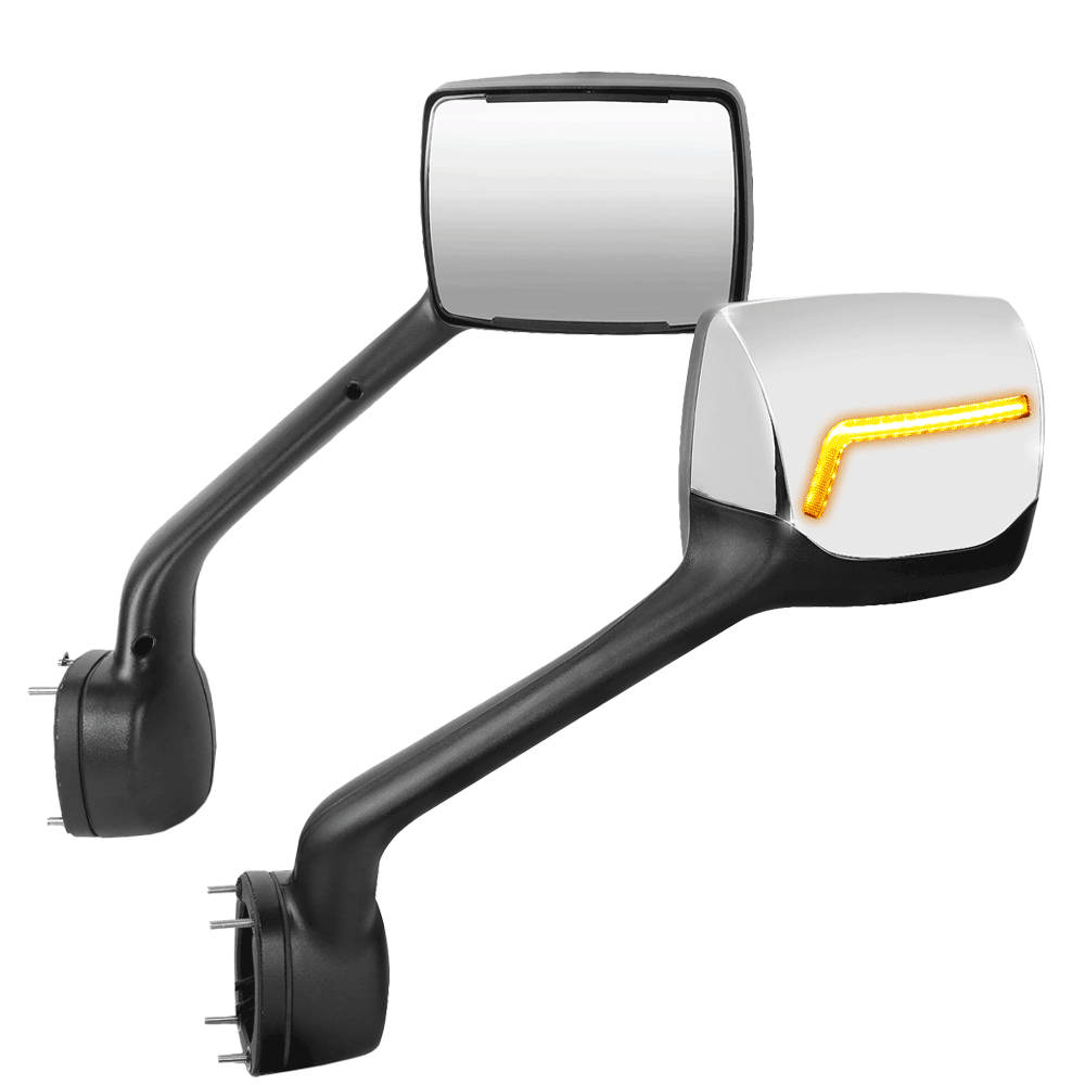 Chrome 12V L-Pattern LED Turn Signal Side View Mirror T680 579 587 BFC-SVMIR-HY-009-CH