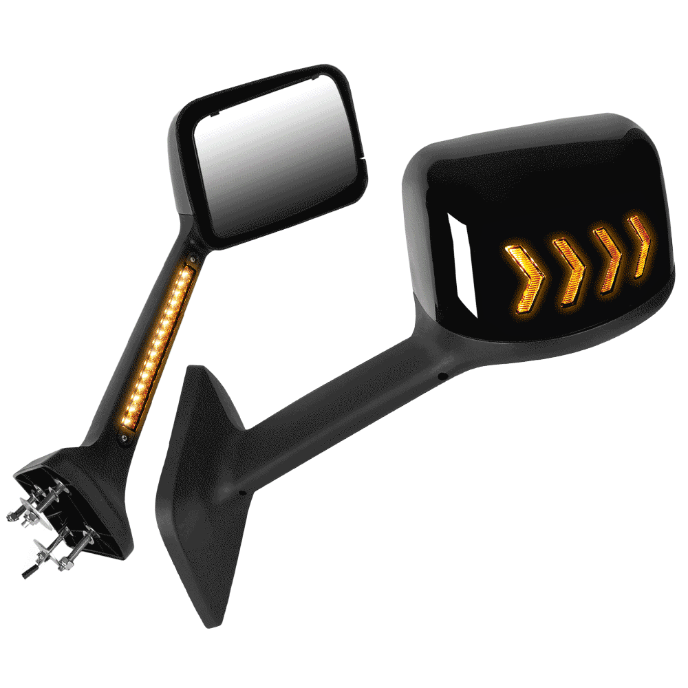 Sequential 4-Arrow LED Signal Black Side View Mirror 18+ Harvester BFC-SVMIR-HY-015-BK