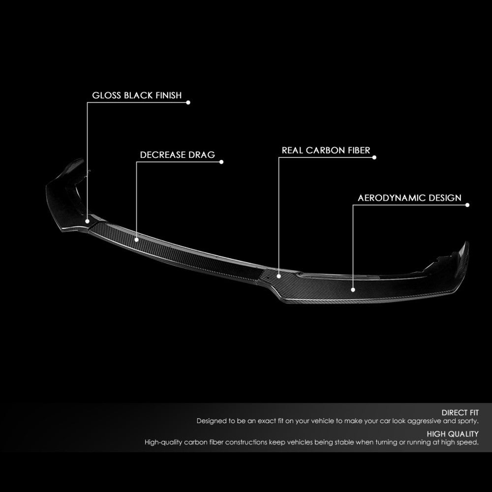 [Real Glossy Carbon Fiber] Front Bumper Lip Guard For 16-21 Honda Civic FC/FK