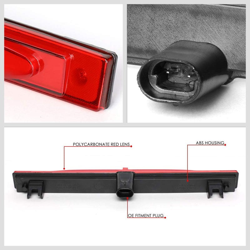 Chrome Housing Red Lens LED Rear 3RD Third Brake Light Lamp For 05-13 Corvette