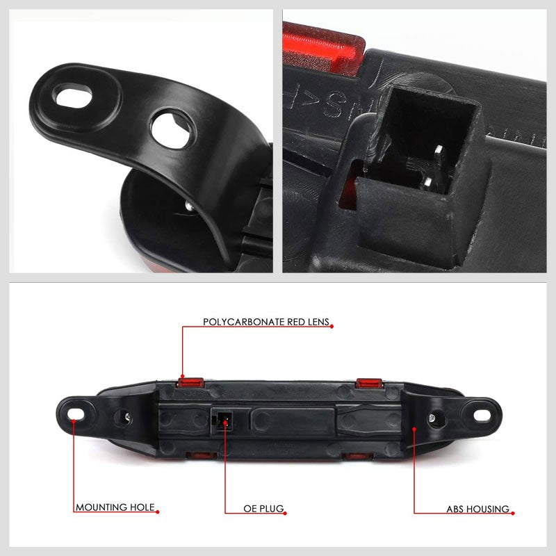 Red Lens/Chrome Housing Full LED Rear Third Brake Light for 06-10 Dodge Charger