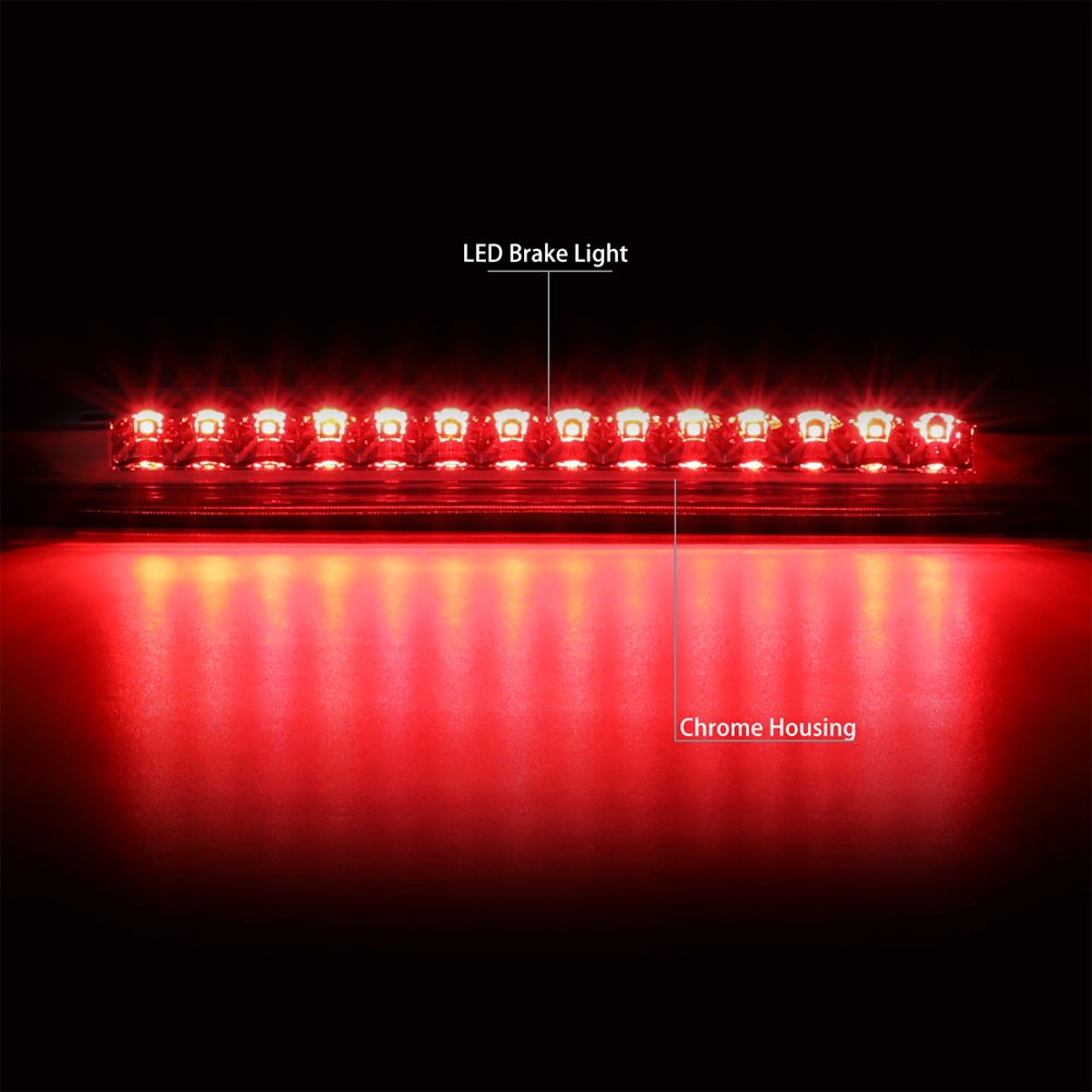 Chrome Housing/Clear Lens LED Rear Tail Third Brake Light For 02-09 GMC Envoy