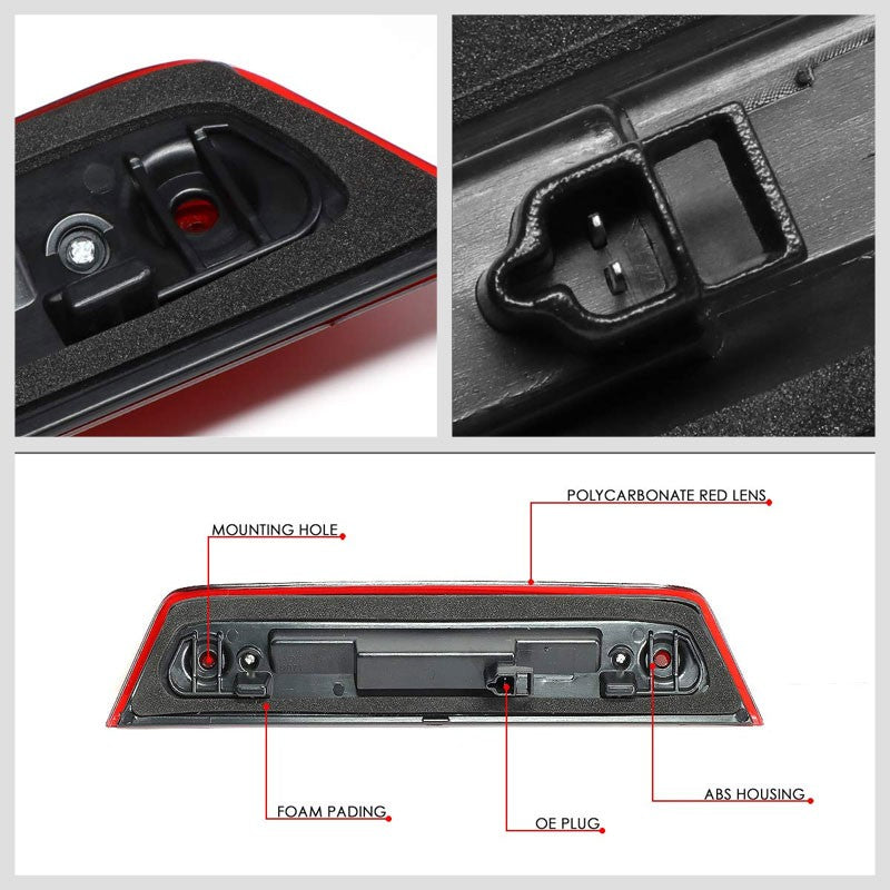 Red Lens/Chrome Housing Full LED Rear Third Brake Light for 10-16 Dodge Journey