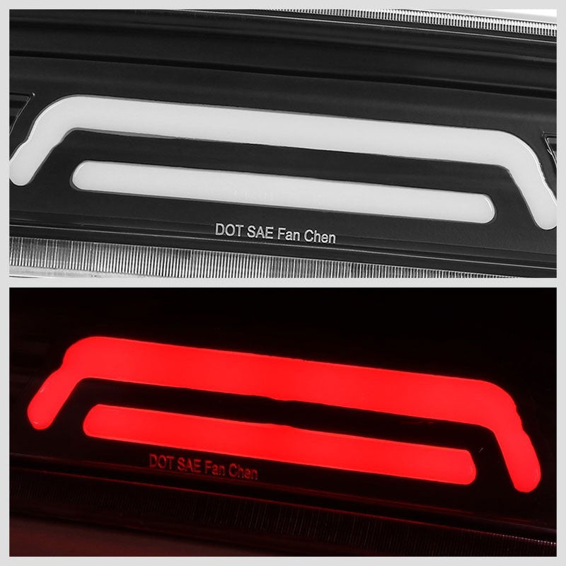 Black Housing Clear Lens 3D LED Third Brake Light+Cargo Light For 09-18 Ram