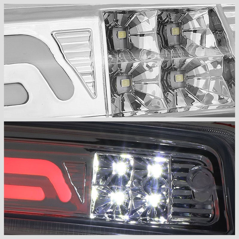 Chrome Housing Clear Lens 3D LED Third Brake+Cargo Light For 09-18 Ram Pickup