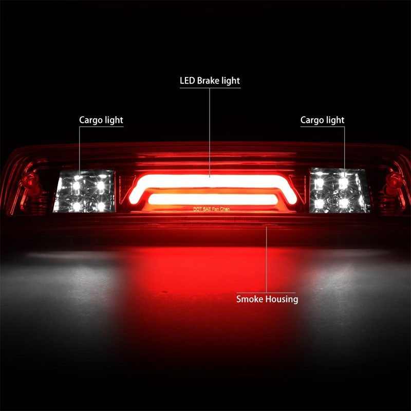 Chrome Housing Smoked Lens 3D LED Third Brake+Cargo Light For 09-18 Ram Pickup