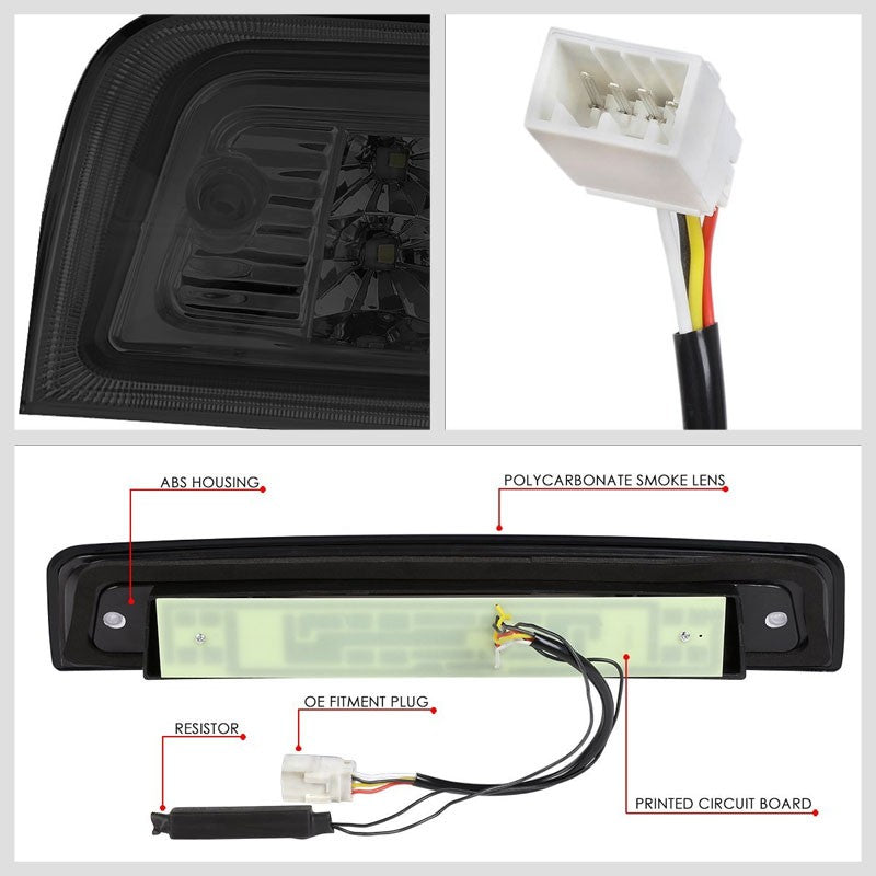 Chrome Housing Smoked Lens 3D LED Third Brake+Cargo Light For 09-18 Ram Pickup