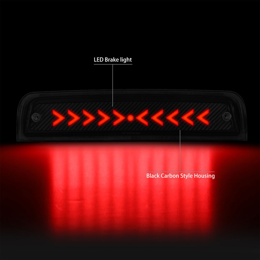 [Sequential Arrow LED] Carbon Look/Clear Len Third Brake Light For 09-18 Ram