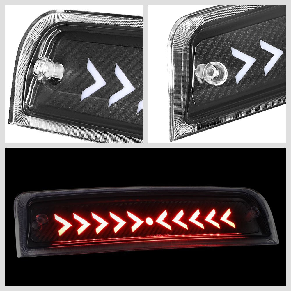 [Sequential Arrow LED] Carbon Look/Clear Len Third Brake Light For 09-18 Ram