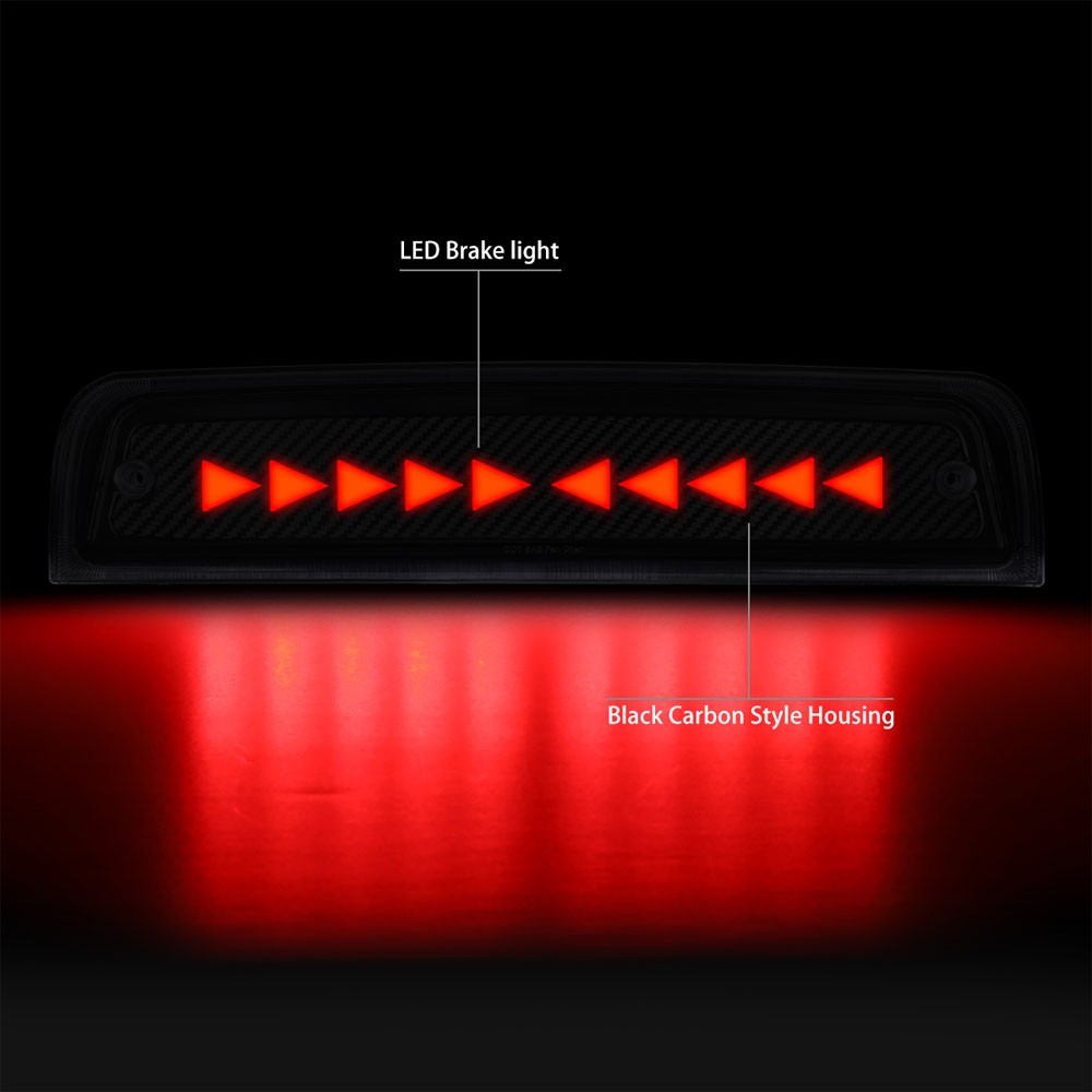 [Sequential Triangle LED] Carbon Look/Clear Len Third Brake Light For 09-18 Ram