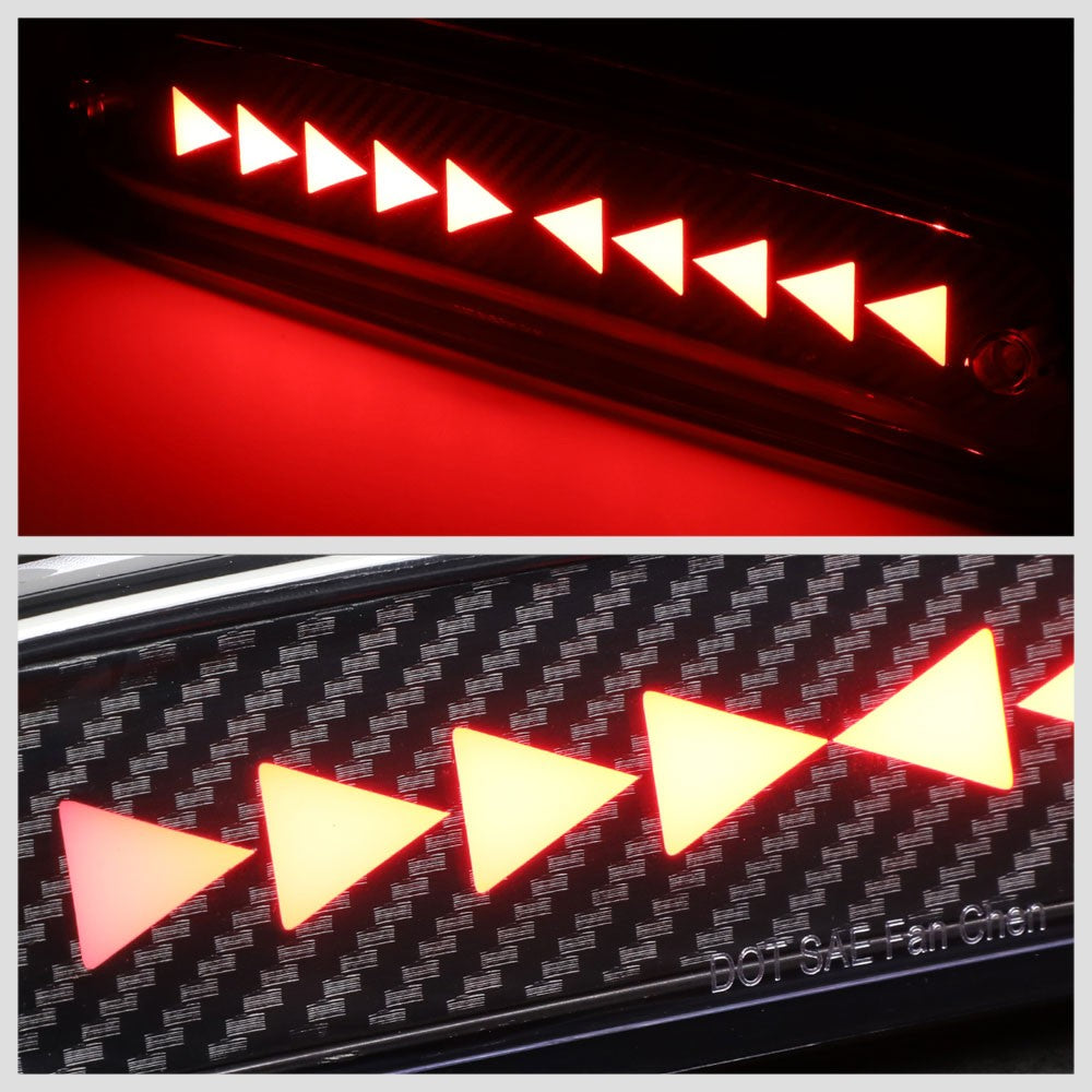 [Sequential Triangle LED] Carbon Look/Clear Len Third Brake Light For 09-18 Ram