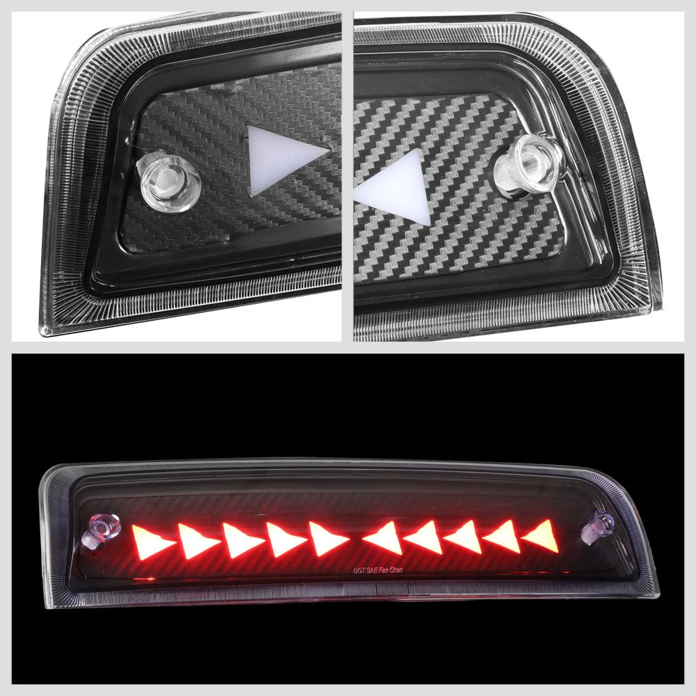[Sequential Triangle LED] Carbon Look/Clear Len Third Brake Light For 09-18 Ram