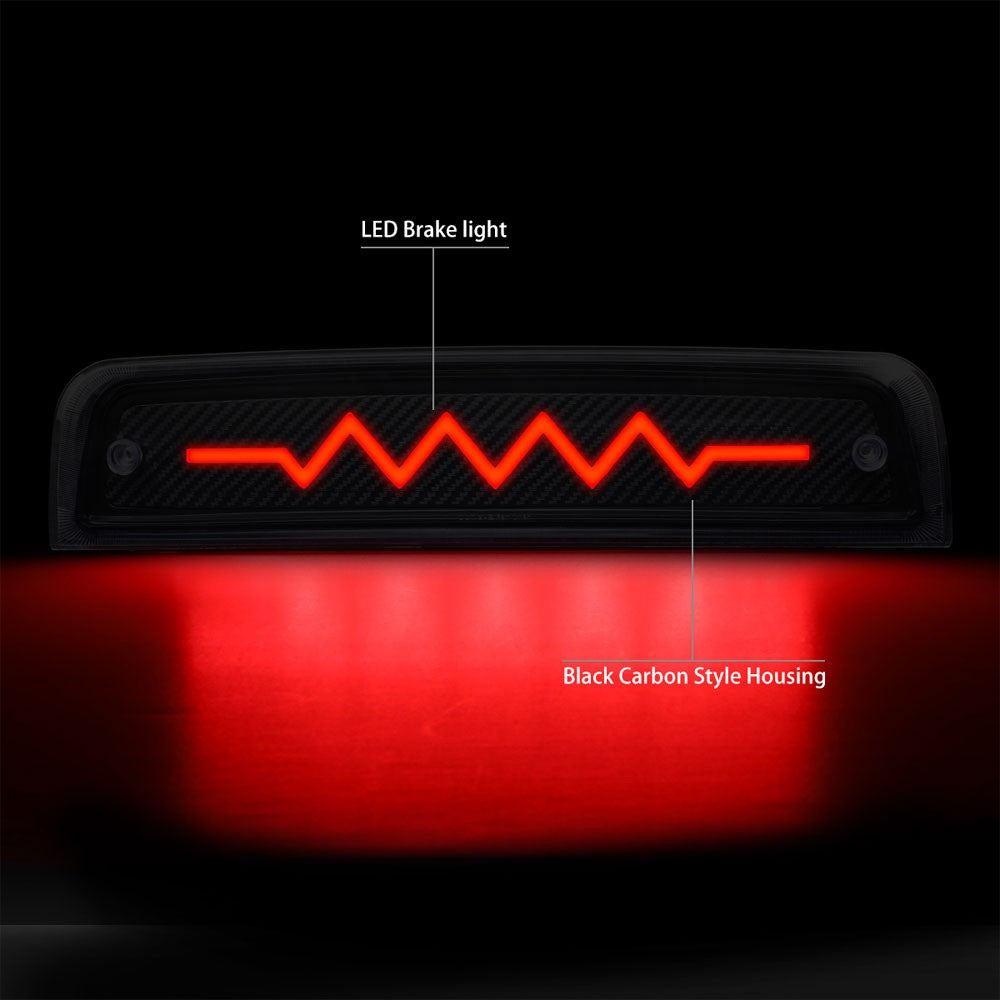 [Sequential Heartbeat LED] Carbon Look/Clear Len Third Brake Light For 09-18 Ram