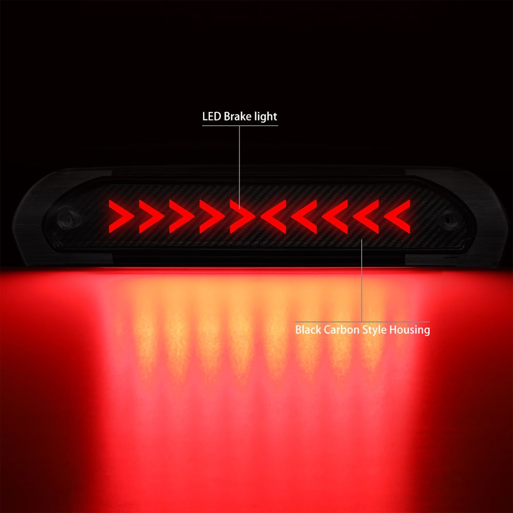 [Sequential Triangle LED] Carbon Look/Clear Len Third Brake Light For 02-09 Ram