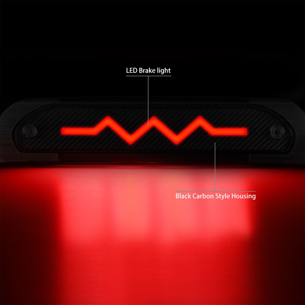 [Sequential Heartbeat LED] Carbon Look/Clear Len Third Brake Light For 02-09 Ram
