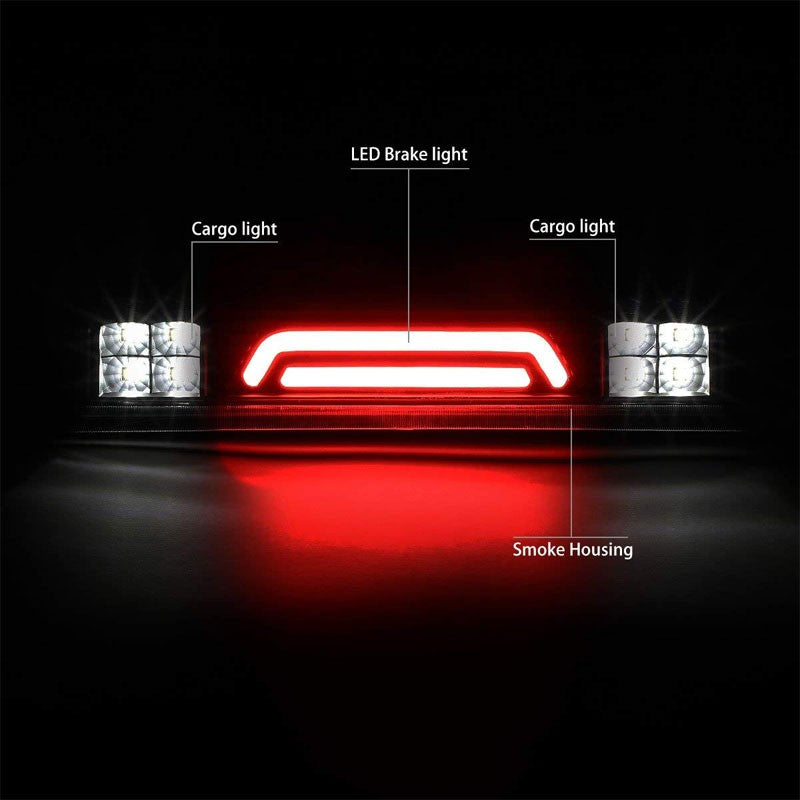 Black Housing Smoked Lens 3D LED Rear Cargo+3RD Third Brake Light For 04-08 Lobo