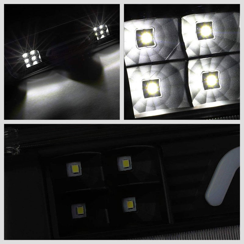 Black Housing Smoked Lens 3D LED Rear Cargo+3RD Third Brake Light For 04-08 Lobo