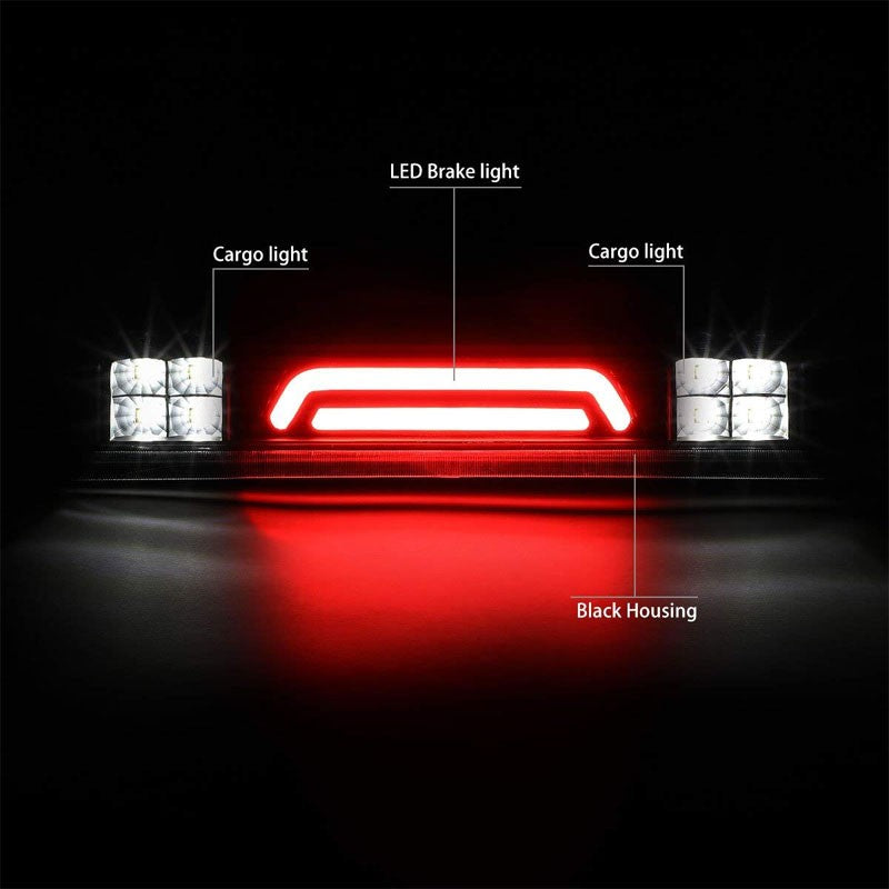 Black Housing Clear Lens 3D LED Rear Cargo+3RD Third Brake Light For 04-08 Lobo
