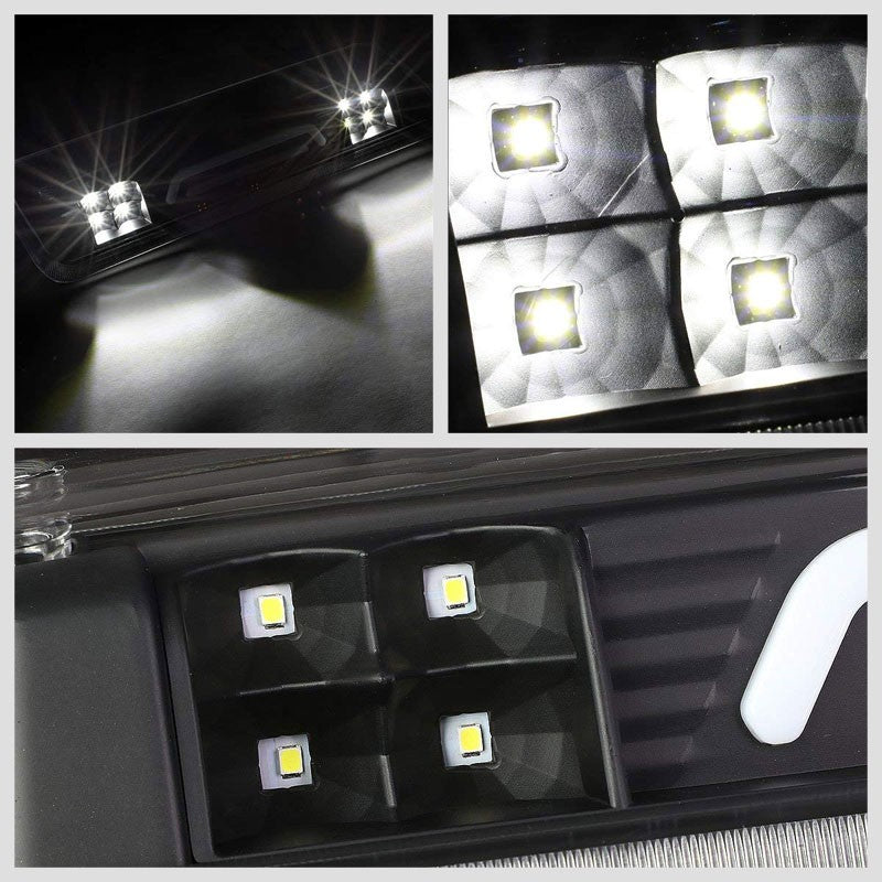 Black Housing Clear Lens 3D LED Rear Cargo+3RD Third Brake Light For 04-08 Lobo