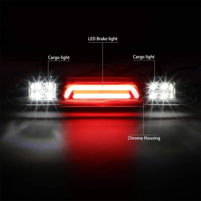 Chrome Housing Clear Lens 3D LED Rear Cargo+3RD Third Brake Light For 04-08 Lobo