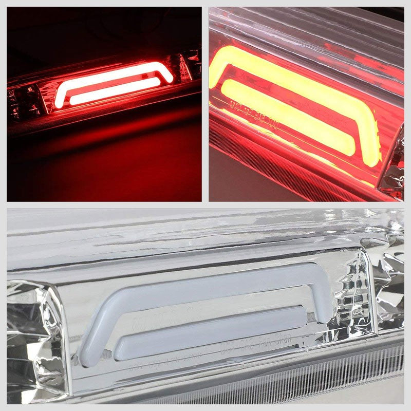 Chrome Housing Clear Lens 3D LED Rear Cargo+3RD Third Brake Light For 04-08 Lobo