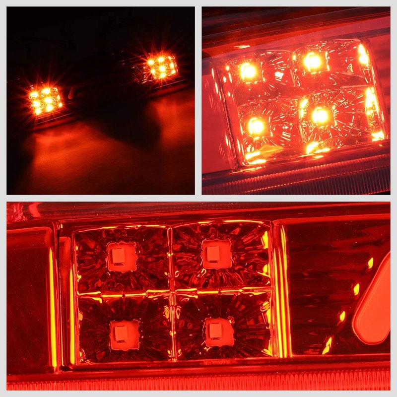 Chrome Housing Red Lens 3D LED Rear Cargo+3RD Third Brake Light For 04-08 Lobo