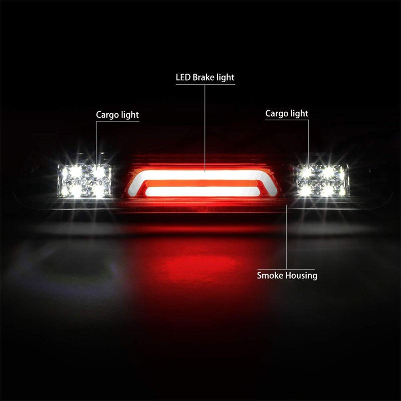 Chrome Housing Smoked Len 3D LED Rear Cargo+3RD Third Brake Light For 04-08 Lobo