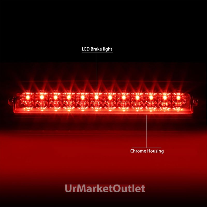 Chrome Housing Clear Len Third Brake Red LED Light For Ford 02-12 Explorer U502