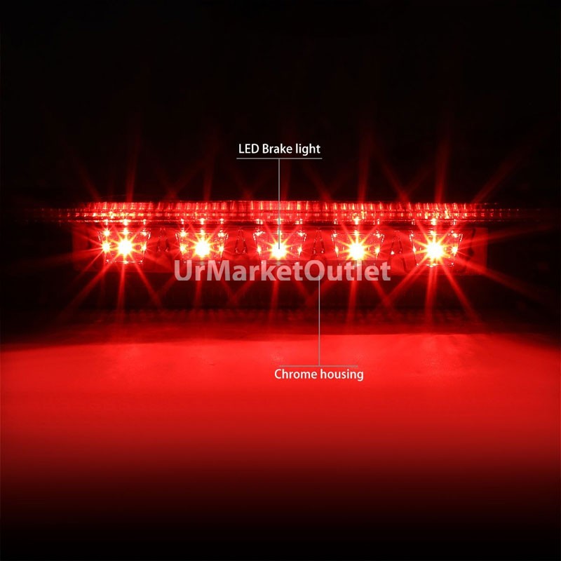 Chrome Housing Clear Len Third Brake Red LED Light For Ford 11-15 Explorer U502