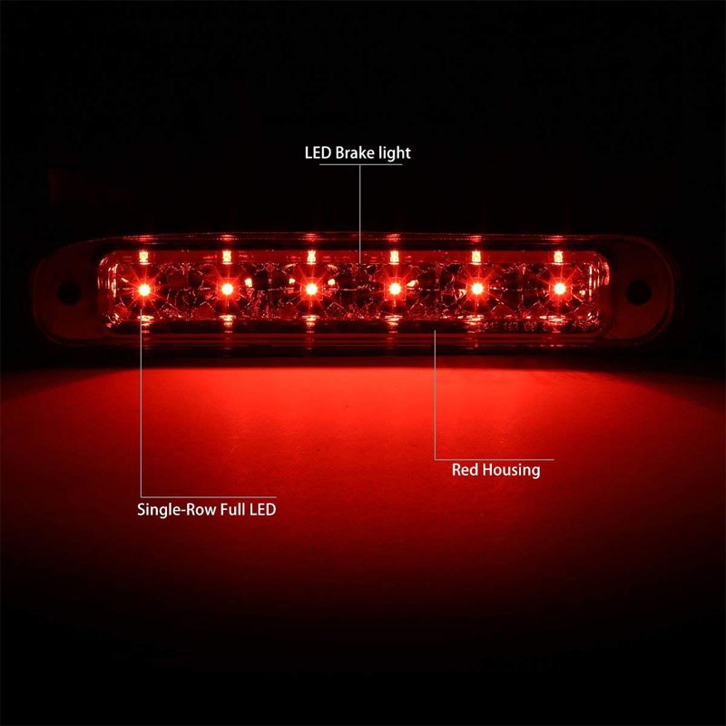 Chrome Housing Red Lens LED Rear 3RD Third Brake Light Lamp For 12-18 Ford Flex